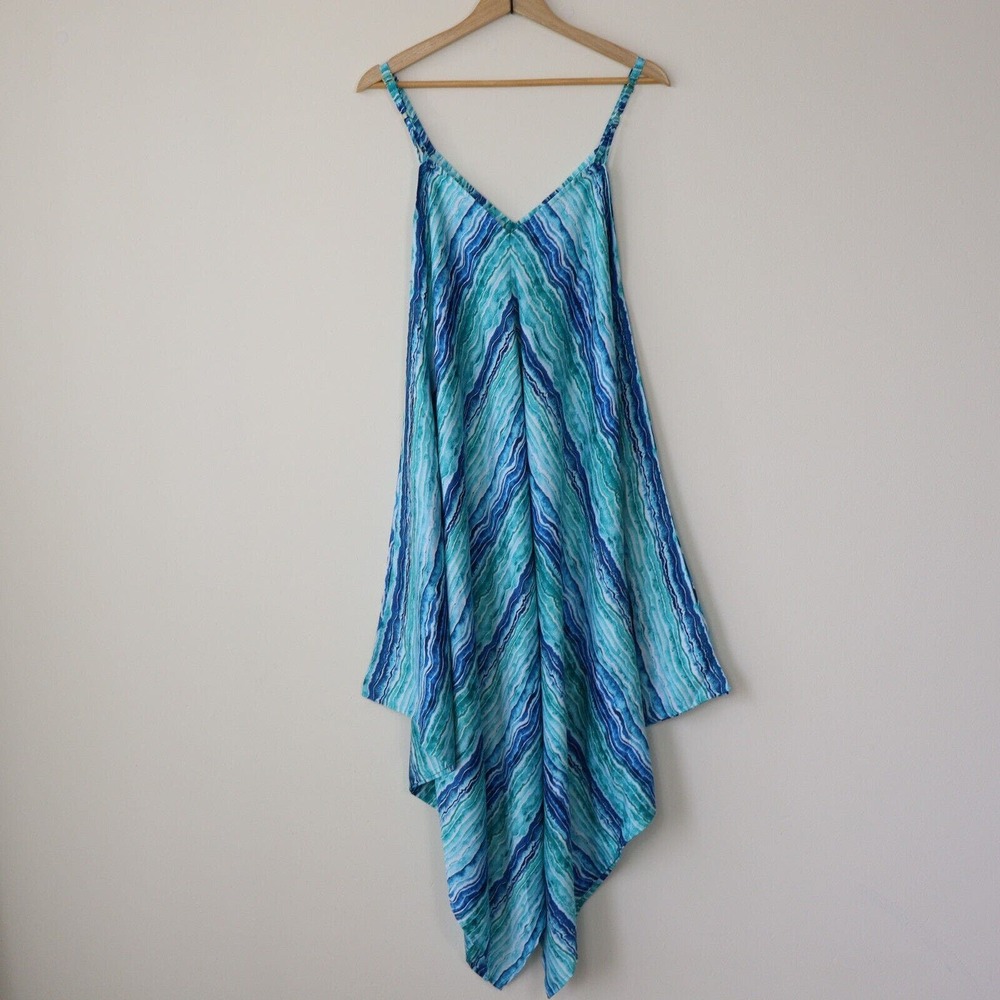Tommy Bahama Dress L/XL Rainbow Scarf Dress Tie Dye Vacation Cruise Beach